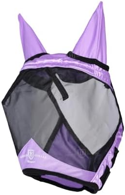 Harrison Howard Horse Fly Mask with Ears, Half Face Fly Mask for Horses, UV Protection, Large Eye Space Gentle Lavendar S