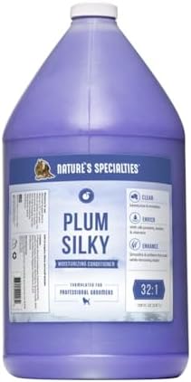 Nature's Specialties Plum Silky Dog Conditioner Concentrate for Pets, Natural Choice for Professional Groomers, Keratin and Silk Proteins, Made in USA, 1 gal