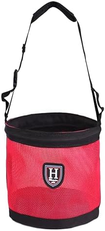Harrison Howard Horse Muzzle Feed Bag Nylon Mesh Grain Feed Bag with Padded Neck Strap Adjustable Belt Pink Small