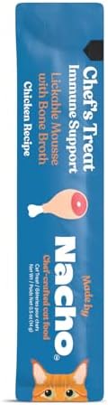 Made by Nacho Functional Mousse Sachets, Lickable Cat Treats, 12 Count with Bone Broth, 0.5 oz, No Grains, Corn, Wheat or Soy