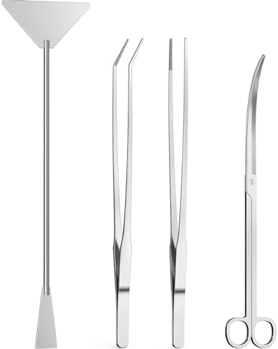 4Pcs Aquascaping Tools, Jeimier Aquascape Kit, Long and Strong Aquarium Tweezers, Scissors, Algae Scraper, Aquarium Plant Tools, Fish Tank Plant Trimming Kit