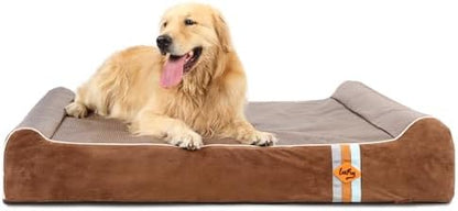 Laifug Orthopedic Dog Beds for Large Dogs,7" Memory Foam Dog Beds,Durable Water Proof Liner Removable and Washable, Nonskid Bottom, Brown 50"x36"x10"