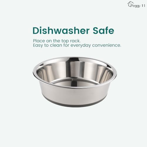 PEGGY11 Nonslip Stainless Steel Dog Bowls, 7.6 US Cup Each, 2 Pack