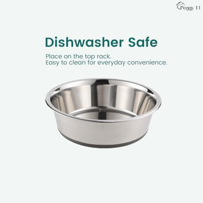 PEGGY11 Nonslip Stainless Steel Dog Bowls, 7.6 US Cup Each, 2 Pack