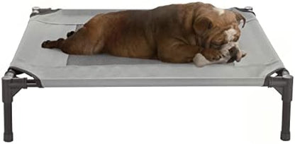 Elevated Dog Bed - 30x24-Inch Portable Pet Bed with Non-Slip Feet - Indoor/Outdoor Dog Bed or Puppy Cot for Pets up to 50lbs by PETMAKER (Gray)