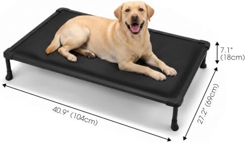 Veehoo Chew Proof Elevated Dog Bed, Padded Indestructible Raised Dog Cot