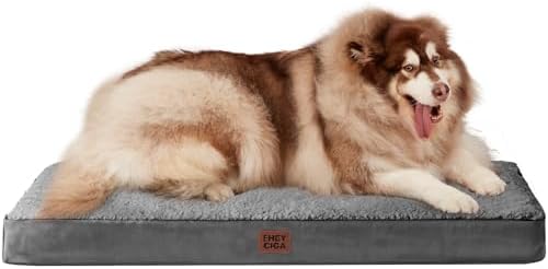 EHEYCIGA Orthopedic Dog Bed Large with Removable Washable Cover, 50IN Grey