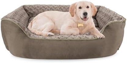 JOEJOY Rectangle Dog Bed for Large Medium Small Dogs - Washable Orthopedic Sofa Bed, Soft Breathable Puppy & Pet Cuddler, Durable Calming Dog Bed with Anti-Slip Bottom, Multiple Sizes, Dark Brown