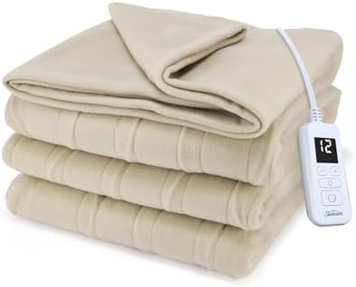 Sunbeam Heated Blanket Royal Ultra Fleece 12 Heat Pebble Gray Full 84x72