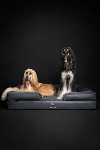 NOAH & PAW Giant Dog Bed XXL, 55x45x11 Inch, Orthopedic Dog Beds, Eggshell Memory Foam Infused with Cooling Gel, Inner Cover, Water Resistant, Machine Washable (Faux Leather)