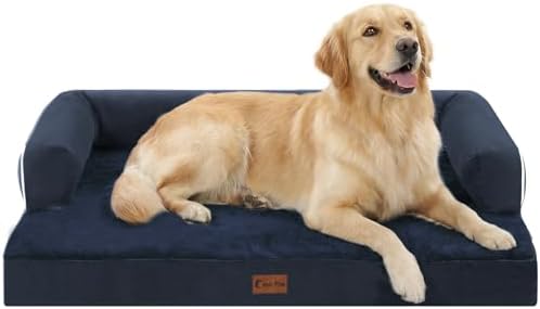 Orthopedic Washable Dog Bed for Large Dogs, 36x27in, Navy Blue