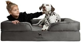 NOAH & PAW Giant Dog Bed XXL, 55x45x11 Inch, Orthopedic Dog Beds, Eggshell Memory Foam Infused with Cooling Gel, Inner Cover, Water Resistant, Machine Washable (Velvet Sofa Collection)