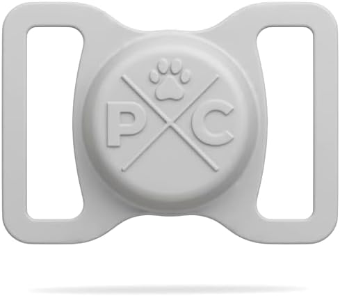 Pup Culture AirTag Dog Collar Holder - Extra-Durable, Lightweight, Protective Case for Tracking Your Pet Using Apple AirTag - Grey 1.5 Inch