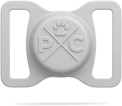 Pup Culture AirTag Dog Collar Holder - Extra-Durable, Lightweight, Protective Case for Tracking Your Pet Using Apple AirTag - Grey 1.5 Inch