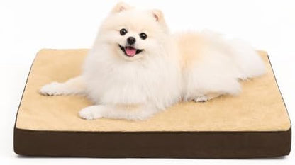 NUPIDA Waterproof Small Dog Bed for Crate with Washable Cover, 23x17, Brown