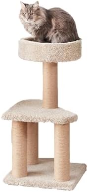 Amazon Basics Cat Tree - Multi-Level Climbing Activity Tower with Jute Rope Scratching Posts for Indoor Cats & Kittens, Medium (31.5"H), Beige