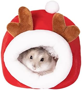 WishLotus Hamster Bed, Mini Soft and Warm Hamster House Cute Non-Slip Hamster Sleeping nest Small Animals Bedding House for Dwarf Hamsters, Mini Hedgehogs and Small Pets (red)