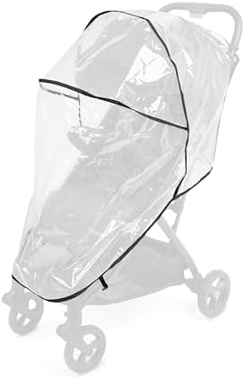 Ingenuity Universal Convenience Stroller Rain Cover, Baby Weather Shield for Rain, Wind & Snow, Fits Most Strollers with Car Seat, Vented Airflow, High Visibility, Easy Install & Storage – Clear