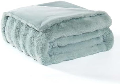Modern Threads Water-Resistant Faux Rabbit Fur Pet Blanket for Dogs & Cats – Ultra-Soft Couch, Bed & Crate Protector, 50x60 Light Blue
