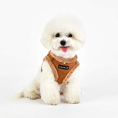 Puppia Terry Vest Dog Harness Step-in Winter Suede Warm No Choke No Pull Training Walking for Small and Medium Dog, Brown, X-Large