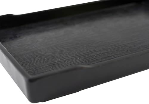 OMEM Reptile Bowl Large Food and Water Dish Enough Space Also Fit for Bath Simulated Wood Grain Surface (M, Black)