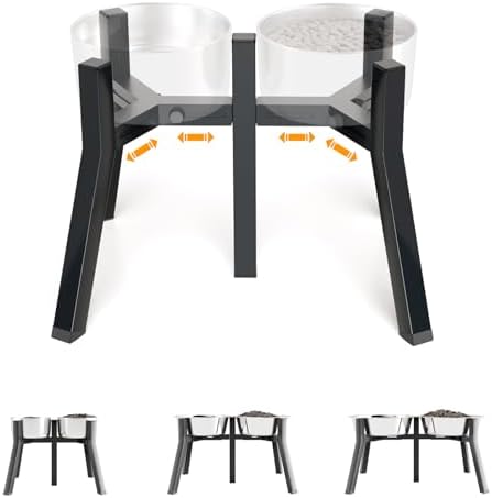 Elevated Dog Bowl Stand for Large Dogs, Adjustable Width 7-10.6", Raised Dog Food Water Holder, 2-in-1 Design, Bowl Not Included
