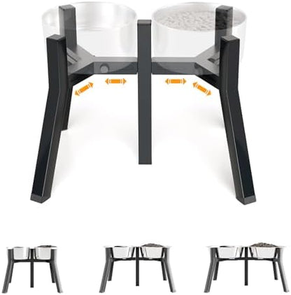Elevated Dog Bowl Stand for Large Dogs, Adjustable Width 7-10.6", Raised Dog Food Water Holder, 2-in-1 Design, Bowl Not Included