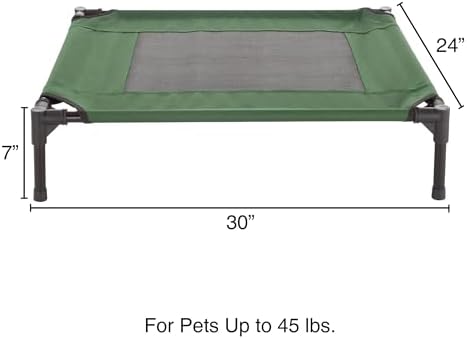 Elevated Dog Bed ? 30x24 Portable Bed for Pets with Non-Slip Feet Indoor/Outdoor Dog Cot or Puppy Bed for Pets up to 50lbs by Petmaker (Green)