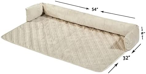 Brilliant Sunshine Beige Natural Velvet Dog Sofa Slipcover, Extra Large