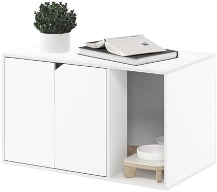 Furinno Peli Litter Box Enclosure, Solid White