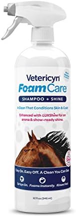Vetericyn FoamCare Horse Shampoo - Equine Instant Foam Sprayable Shampoo with Aloe to Promote Healthy Skin and Coat, Paraben Free, Cleans, Moisturizes, and Conditions Horse's Coat. 32 fl. oz.