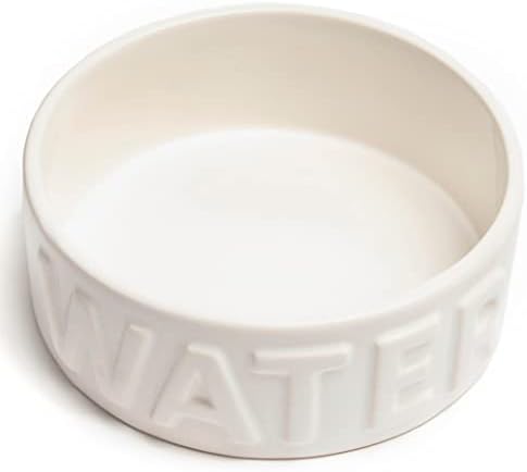 Park Life Designs Ceramic Dog and Cat Bowl, White, Medium | Durable Water and Food Dish | Classic Minimalist Design | Easy-Clean, Dishwasher Safe
