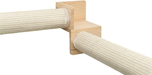 Trixie Cat Wall Furniture Set 5 - Cat Wall Corner Scratcher, Climbing Shelves - 2 Sisal Rope Scratching Posts - Elevated Shelf - Natural/White