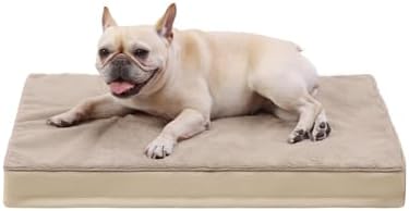 KSIIA Orthopedic Dog Bed for Medium Dogs with Waterproof Lining,Khaki,29x18