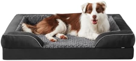 INVENHO Orthopedic Dog Bed for Large Dogs, Washable Waterproof, Egg-Crate Foam Dog Couch Bed with Washable Removable Cover, Waterproof Lining and Nonskid Bottom