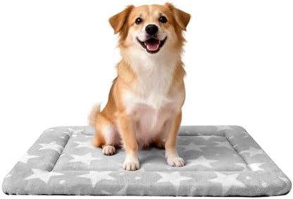 Dog Bed Mat – Soft & Comfortable Dog Kennel Pad for Crate – Durable Crate Bed & Mat for Dogs & Cats – Ideal for Crate, Kennel, and Home Use (Big&Little Stars Grey, M(30"*20"*1.5"))