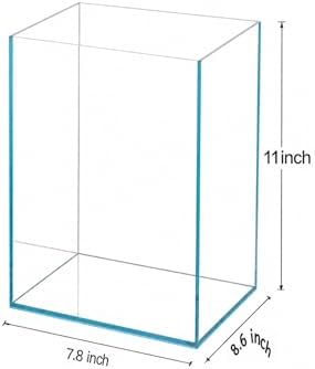 Rimless Low Iron, Glass Aquarium Tank 5mm Thickness Standard Jointed (7.8" L × 8.6" W × 11" H)