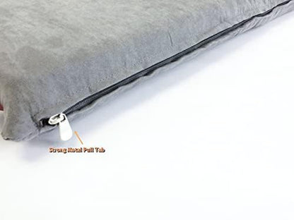 Luxurious Comfort Solid Pad Memory Foam Pet Dog Bed with Inner Waterproof Case and External Cover for Small and Medium Dogs + Free 2nd Cover (Complete Bed - 34"x27"x3", Suede - Gray)