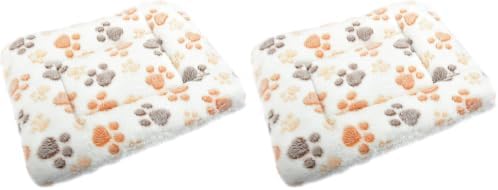 Small Animal Bed Mat, Soft & Warm, Suitable for Guinea Pig, Hamster, Rabbit, Rat and Bearded Dragon (X-Large(13.3''x9.4''), Footprint White) (Pack of 2)