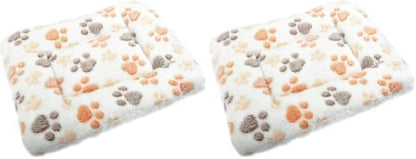 Small Animal Bed Mat, Soft & Warm, Suitable for Guinea Pig, Hamster, Rabbit, Rat and Bearded Dragon (X-Large(13.3''x9.4''), Footprint White) (Pack of 2)