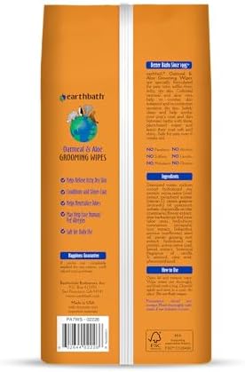 earthbath Oatmeal & Aloe Grooming Wipes, Vanilla & Almond - 100 Ct, 2 Pack