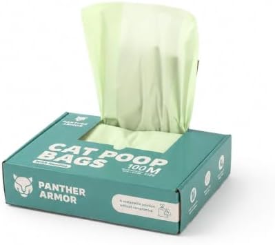 Panther Armor Cat Litter Bags with Handles, 100 Cat Poop Bags 13x7.5