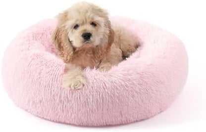 NOYAL Donut Dog Bed for Small Medium Pets, Plush Calming Faux Fur