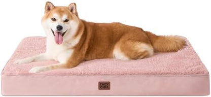 EHEYCIGA Orthopedic Dog Bed Large with Removable Washable Cover, 36IN Pink