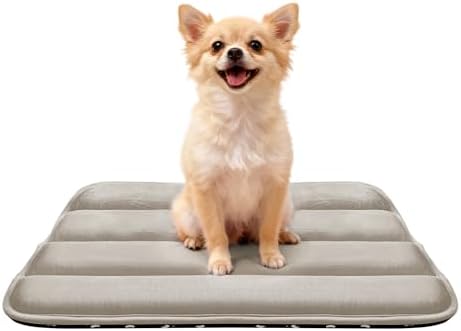 Dog Bed Mat, Reversible Dog Crate Pad with Washable Kennel Mat and Soft Foam, Flat Pet Bed for Dogs & Cats, for Crates Carriers & Travel (Light Brown, 23" L*14" W*1.5" Th)