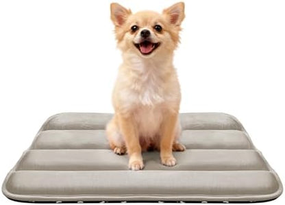 Dog Bed Mat, Reversible Dog Crate Pad with Washable Kennel Mat and Soft Foam, Flat Pet Bed for Dogs & Cats, for Crates Carriers & Travel (Light Brown, 23" L*14" W*1.5" Th)