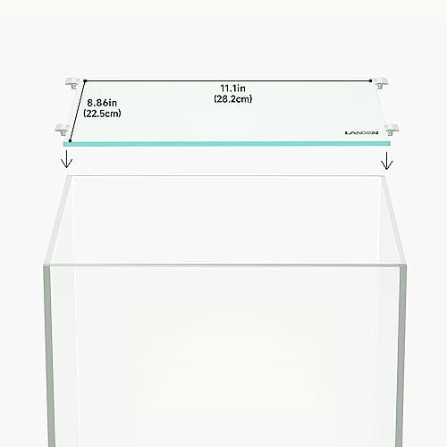 LANDEN Glass Aquarium Lid with Clips for 30x30cm 6.6 Gallon Rimless Tank