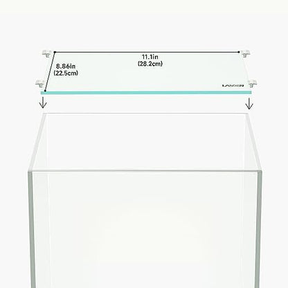 LANDEN Glass Aquarium Lid with Clips for 30x30cm 6.6 Gallon Rimless Tank