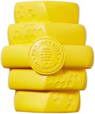 Hive Chew Toy for M/L Dogs – Yellow/Unscented – Chew, Fetch, & Treat-Dispensing Enrichment Toy, Floats, Made in USA, Pairs with Hive Chew Sticks for M/L Dogs for Longer-Lasting Play