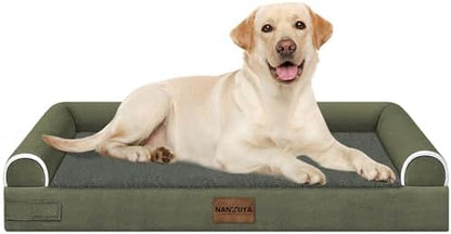 NANUYA Orthopedic Dog Bed for Large Dogs, 38 x 25 Inch, Dark Green